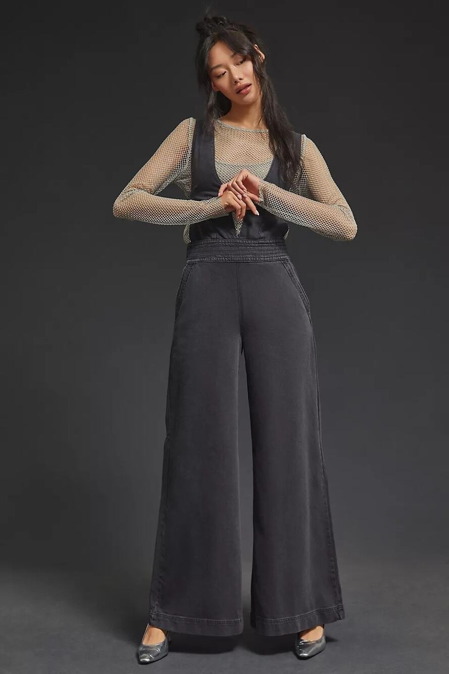 New Anthropologie Pilcro Puddle Jumpsuit $178 SIZE 25 Black